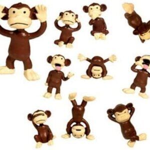 50 Tiny Plastic Monkey Figures Cup Cake and Cake Topper Party Favors